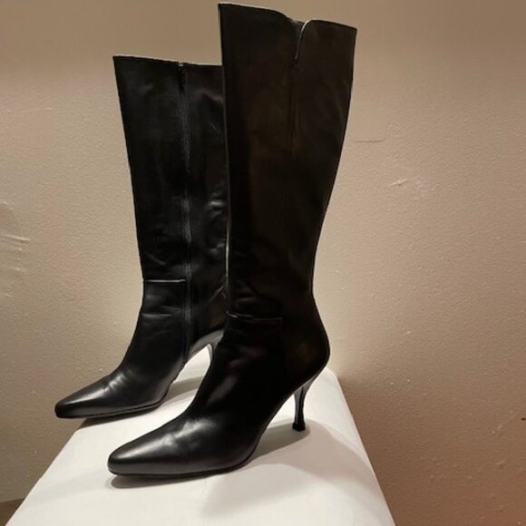 Stuart Weitzman Hola Knee High Leather Boots Black 8.5M - Picture 4 of 8